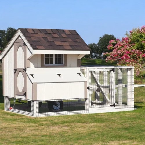 Portable_Hen_House_on_Wheels_in_cream_and_brown_front_view-