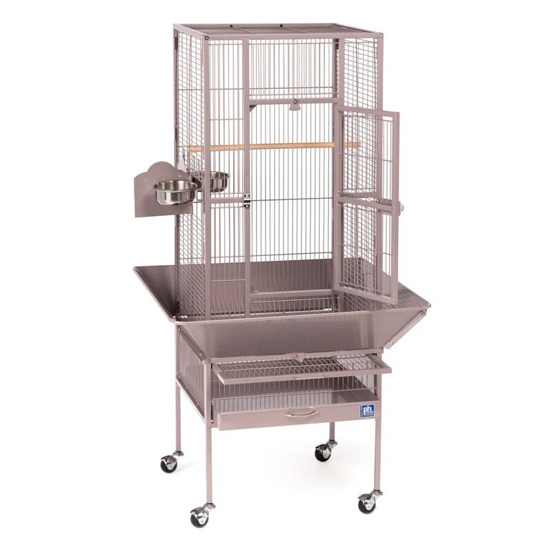 Hester 49'' Steel Flat Top Floor Bird Cage with Wheels - Quill & Roost