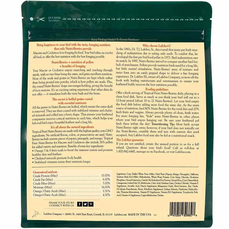 Lafeber Tropical Fruit Nutri-Berries Macaw & Cockatoo Food - 3 lbs - Quill & Roost