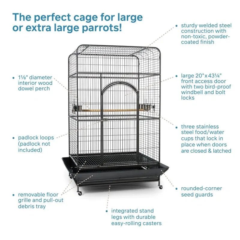 Prevue Empire Large Bird Cage with Flat Top, 46"x36"x78.2" - Quill & Roost