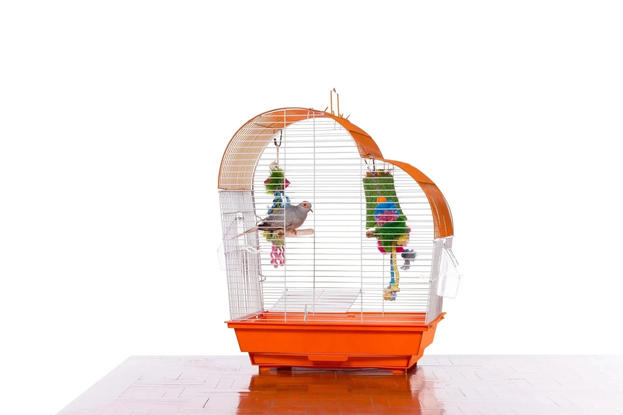Prevue Palm Beach Waterfall Roof Budgie Cage, Orange & White - Quill & Roost
