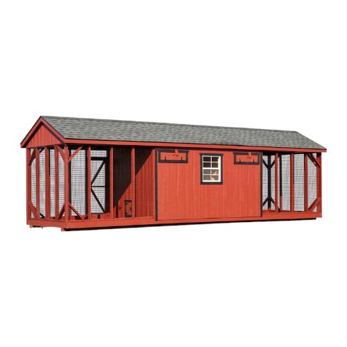 Double Chicken Coop with double run back view-A828CD