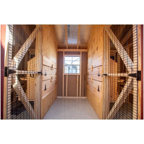 Double Chicken Coop with double run feed room view-A828CD