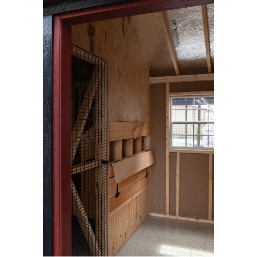 Double Chicken Coop with double run feed room view with open nesting box-A828CD