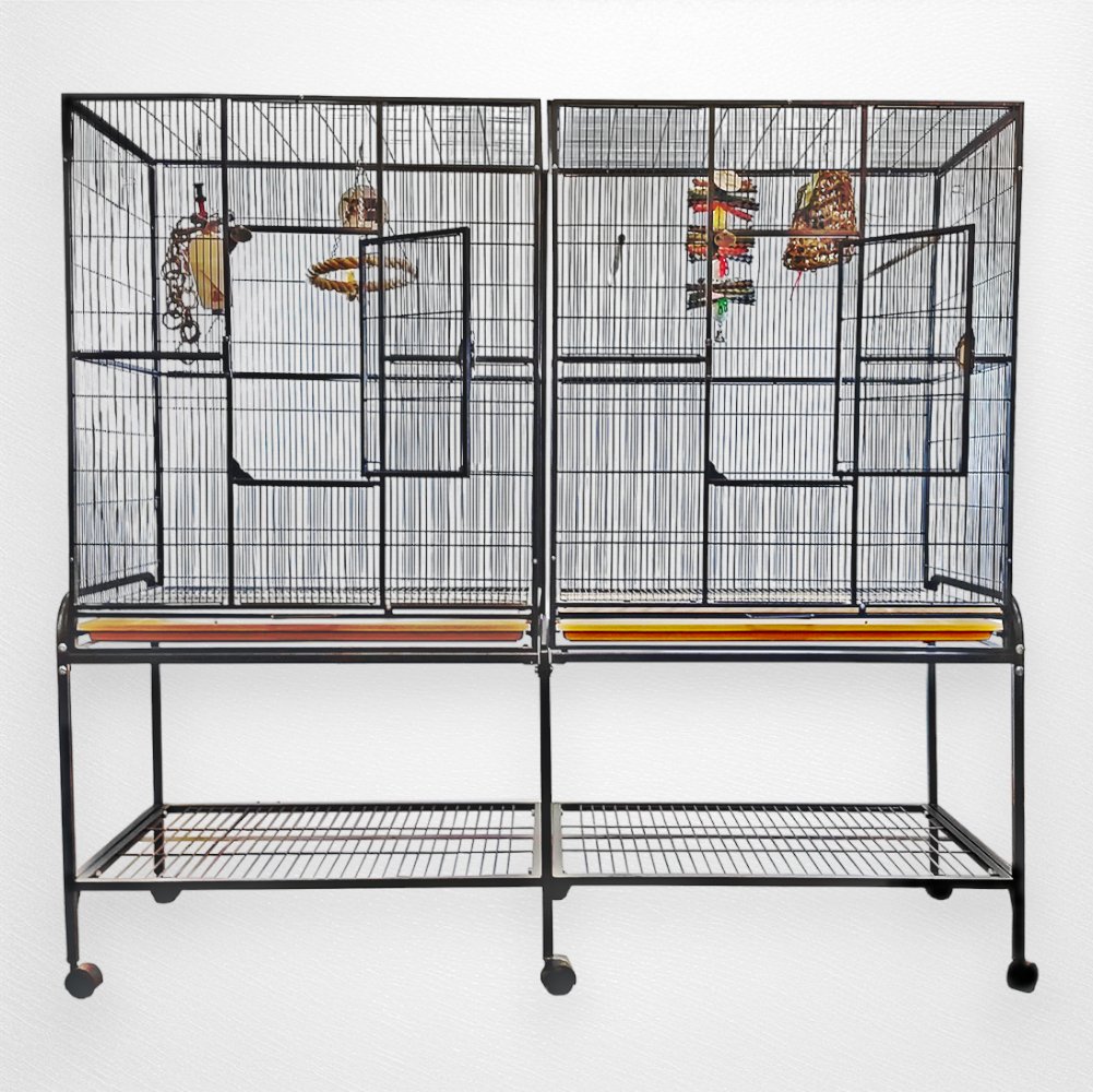 A & E Cage Co - Double Flight Bird Cage with Divider, 64"x21"x65" - Quill & Roost