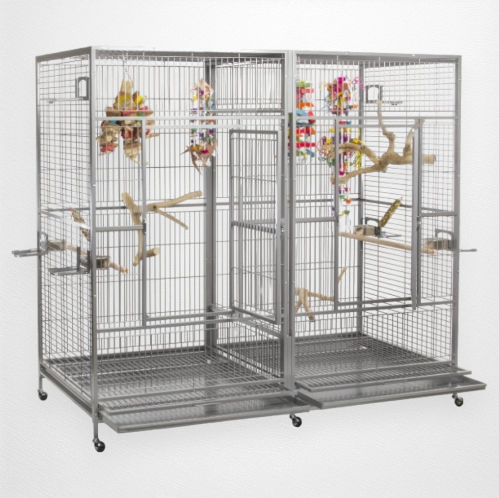 A & E Cage Co - Flat Top Double Macaw Bird Cage w/ Divider - Quill & Roost