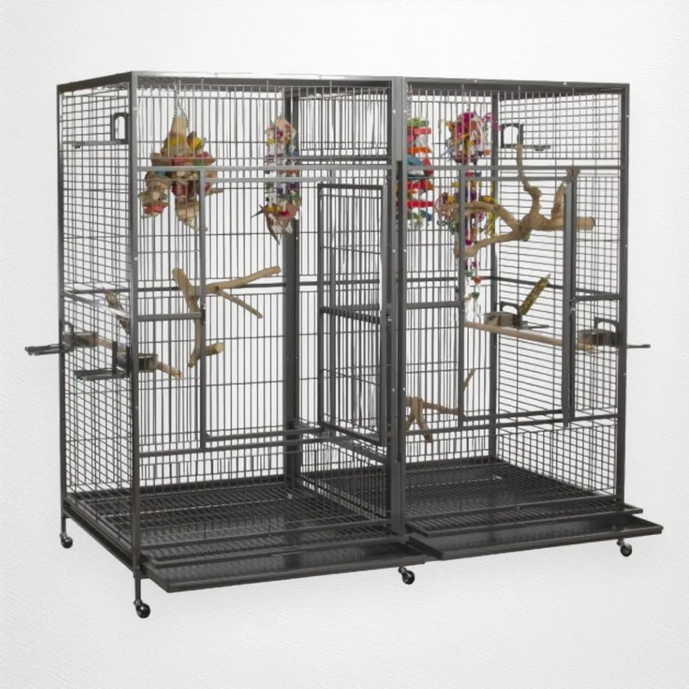 A & E Cage Co - Flat Top Double Macaw Bird Cage w/ Divider