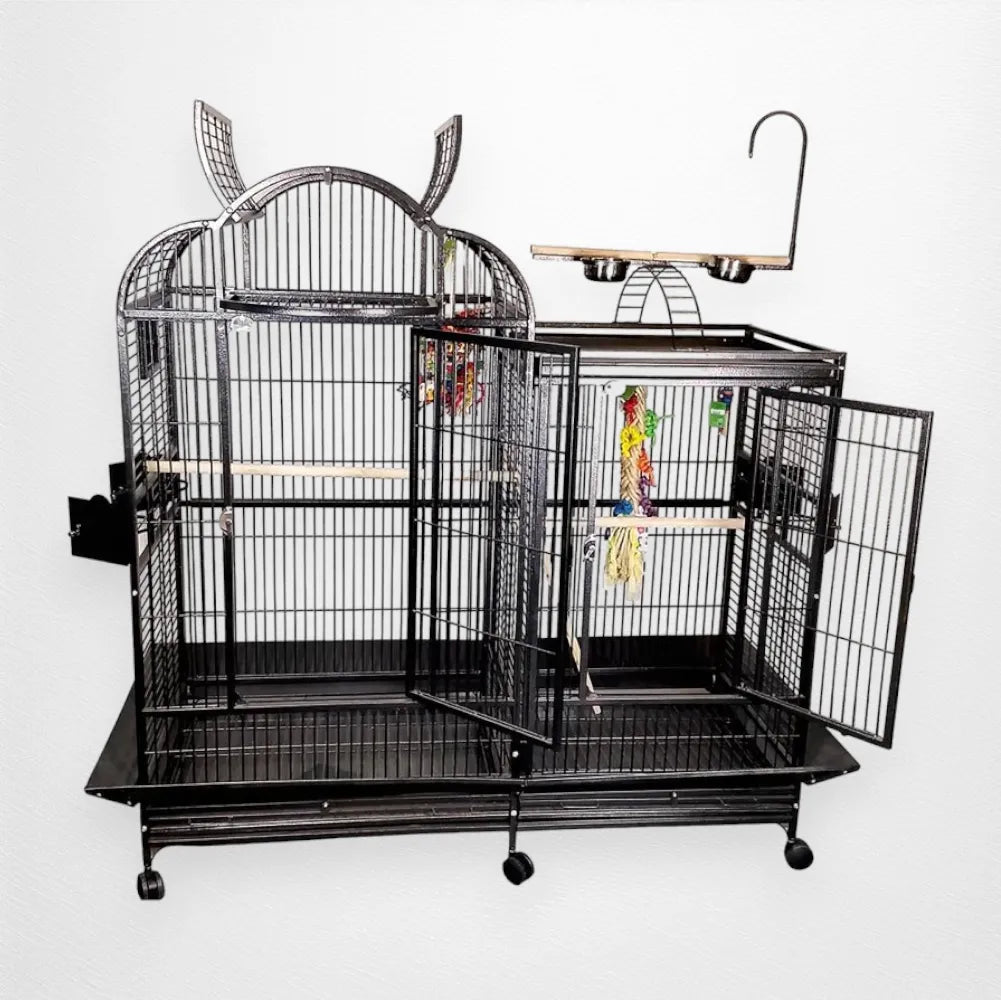 A & E Cage Co - Split Level House Bird Cage with Divider and Play Top