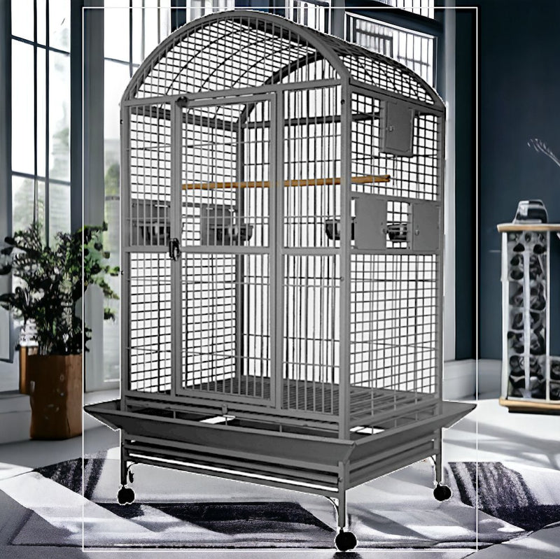A & E Large Macaw and Cockatoo Dome Top Cage, Stainless Steel - Quill & Roost