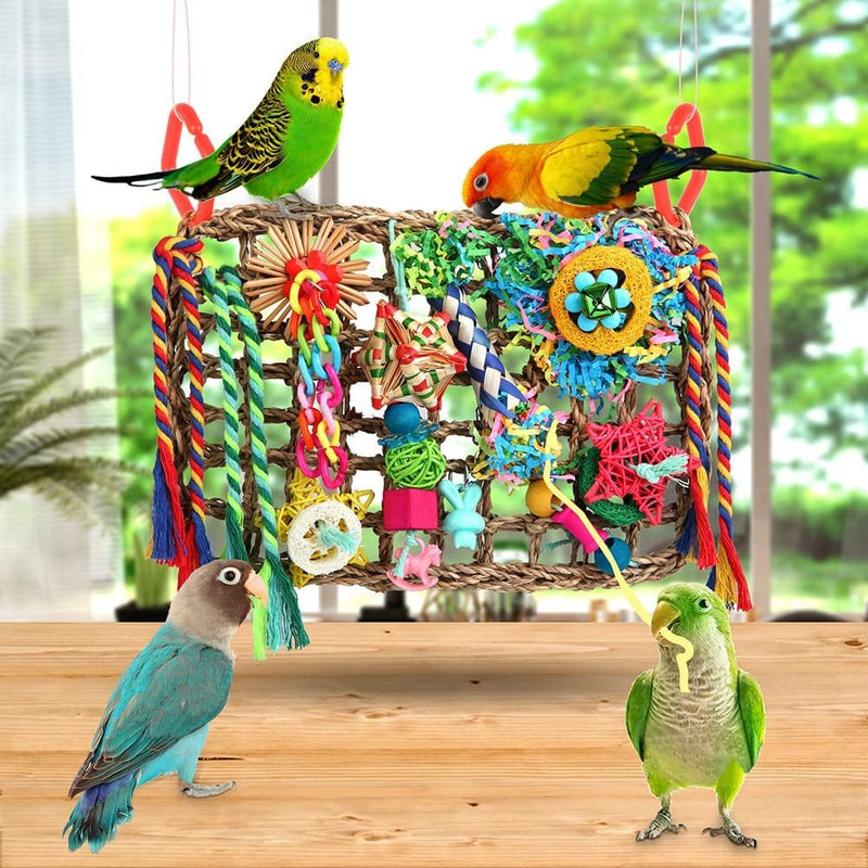 Bird Foraging Toy, Bird Foraging Shredding Seagrass Wall with Various Toys for Birds - Quill & Roost