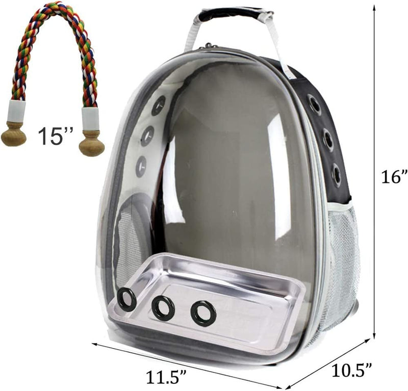 Bird Travel Backpack Carrier with Stainless Steel Tray and Standing Perch - Quill & Roost