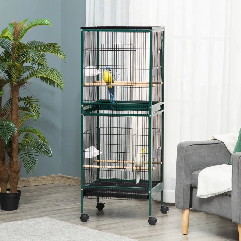 Braylynn 55'' Steel Flat Top Floor Bird Cage with Wheels - Quill & Roost