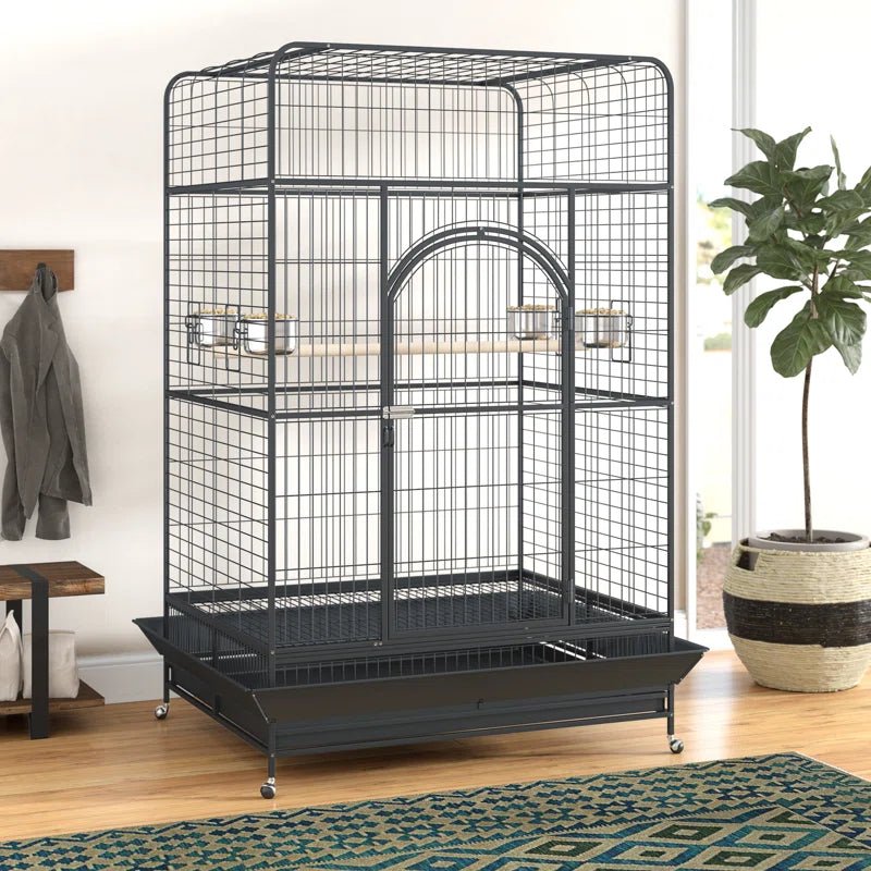 Briceno 78.25'' Steel Flat Top Floor Bird Cage with Wheels - Quill & Roost