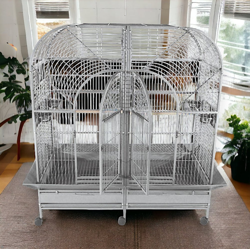 Double Macaw Cage with Removable Divider, Stainless Steel - Quill & Roost