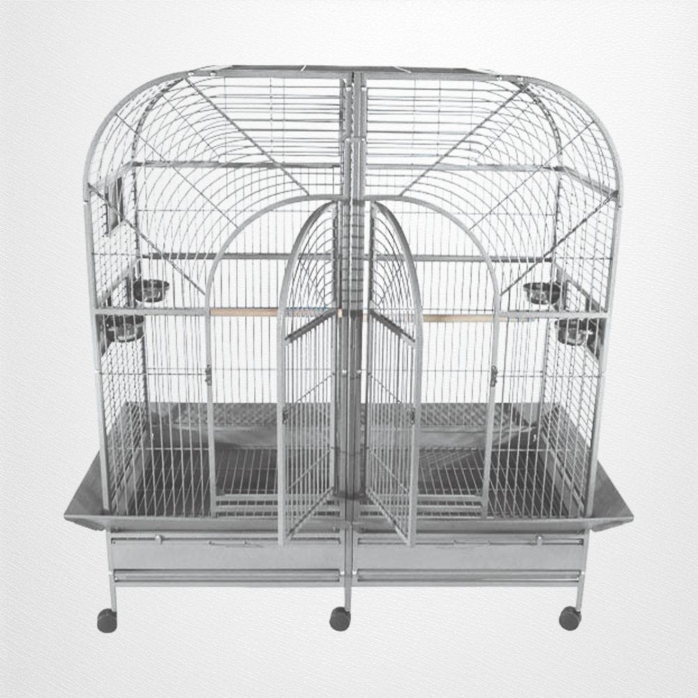 Double Macaw Cage with Removable Divider, Stainless Steel - Quill & Roost