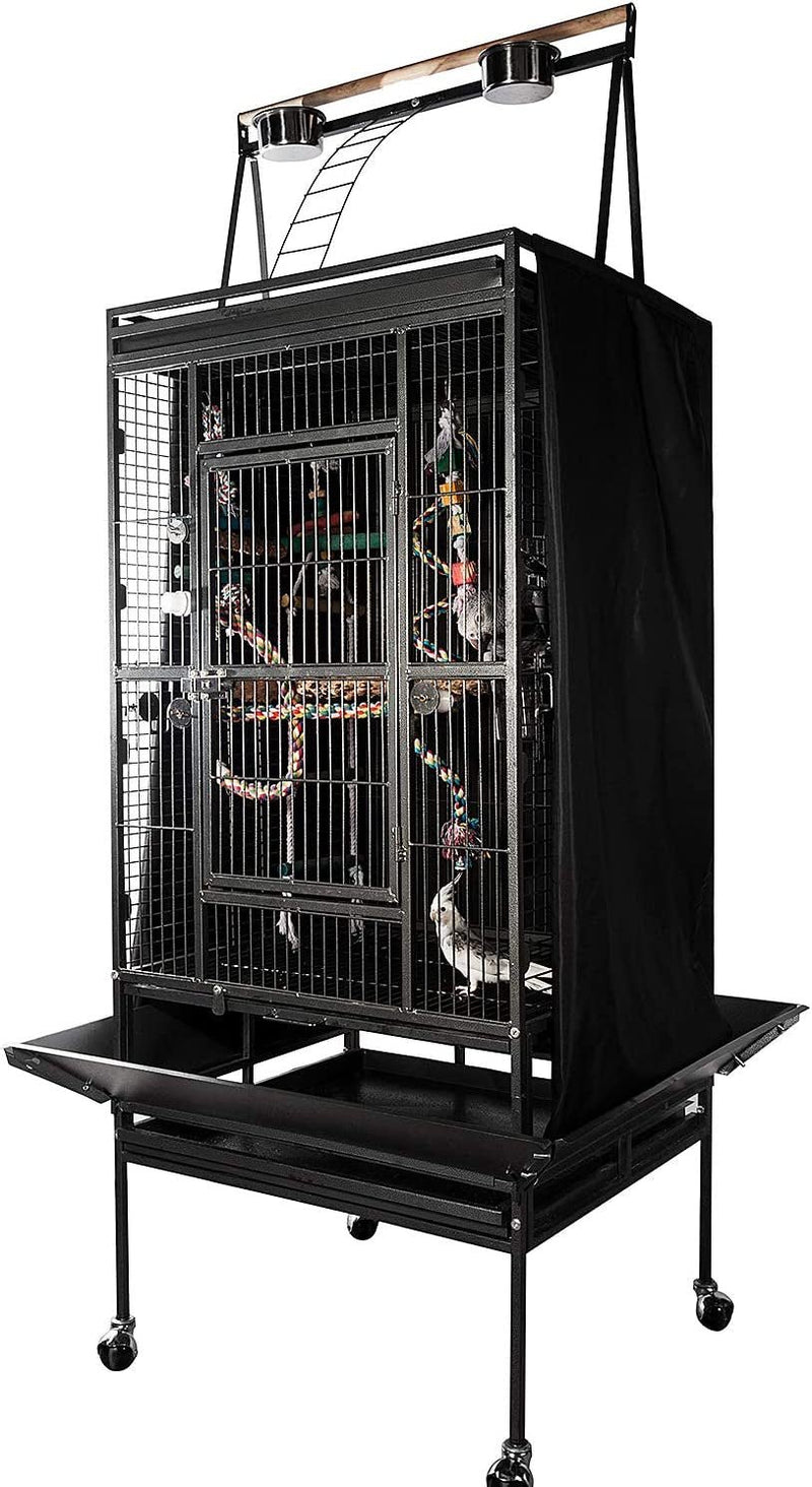 Good Night Bird Cage Cover for Large Bird Cage with Play Top (Patent Pending), Black 68" - Quill & Roost