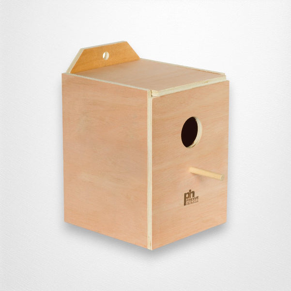 Fit Fly Wooden Breeding Bird Nest Box - 4x4 Inch Small Pet Bird House (White)