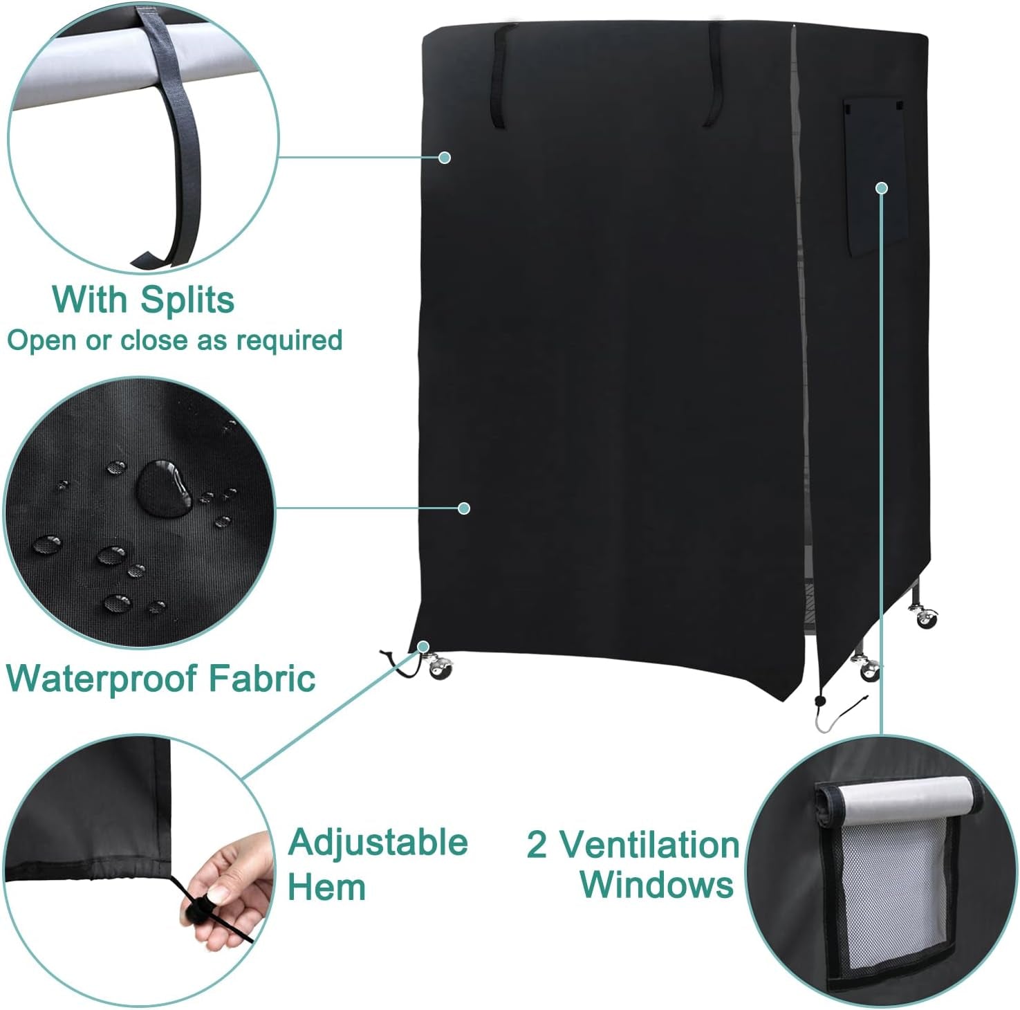 Universal Bird Cage Cover, Waterproof & Washable Night Cover for Cages, Light Eliminator Parrot (Black) - Quill & Roost